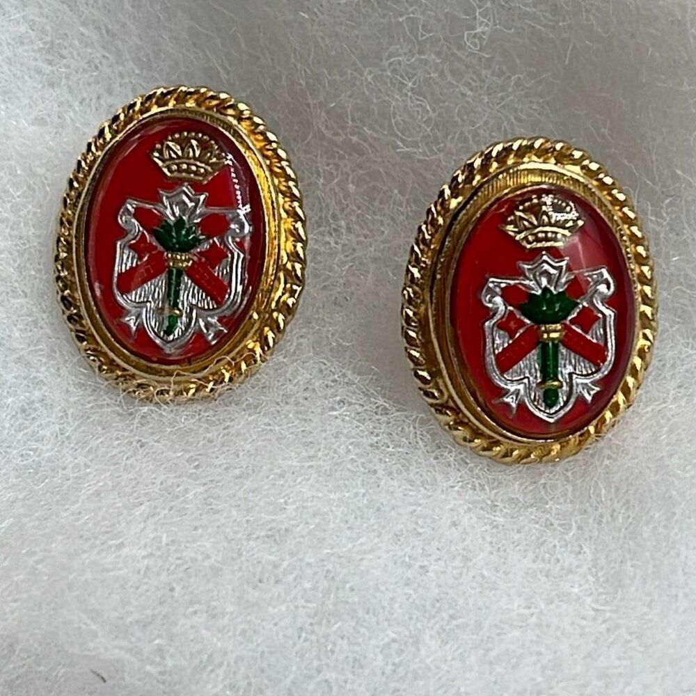 Vintage Accessocraft NYC Coat of arms clip earrings